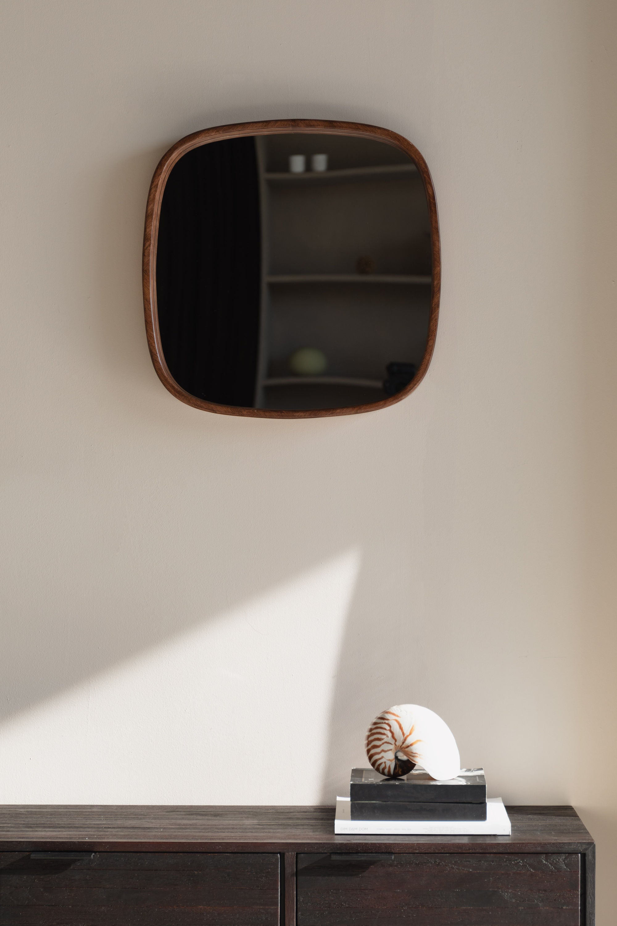 Nyko Brown Wood Square Wall Mirror